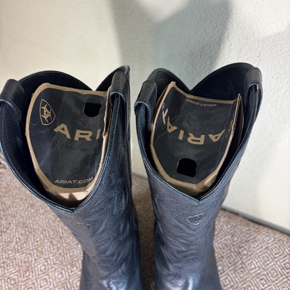 Ariat Heritage R Toe Western Cowboy Boots Black Deer Tanned Leather Men's US 12D - Picture 4 of 11